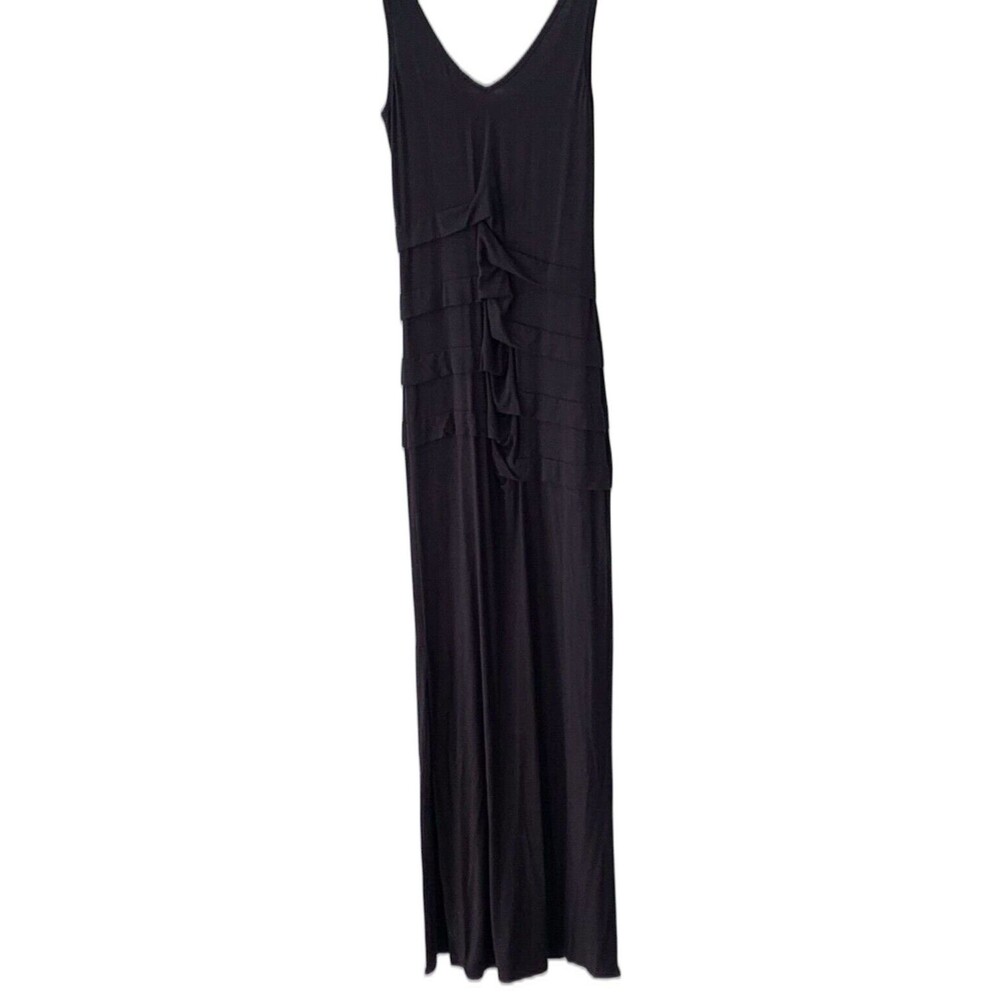 Marste Black Dress Womens 8 10 Ruched Front Side Slits Sleeveless Body Skimming